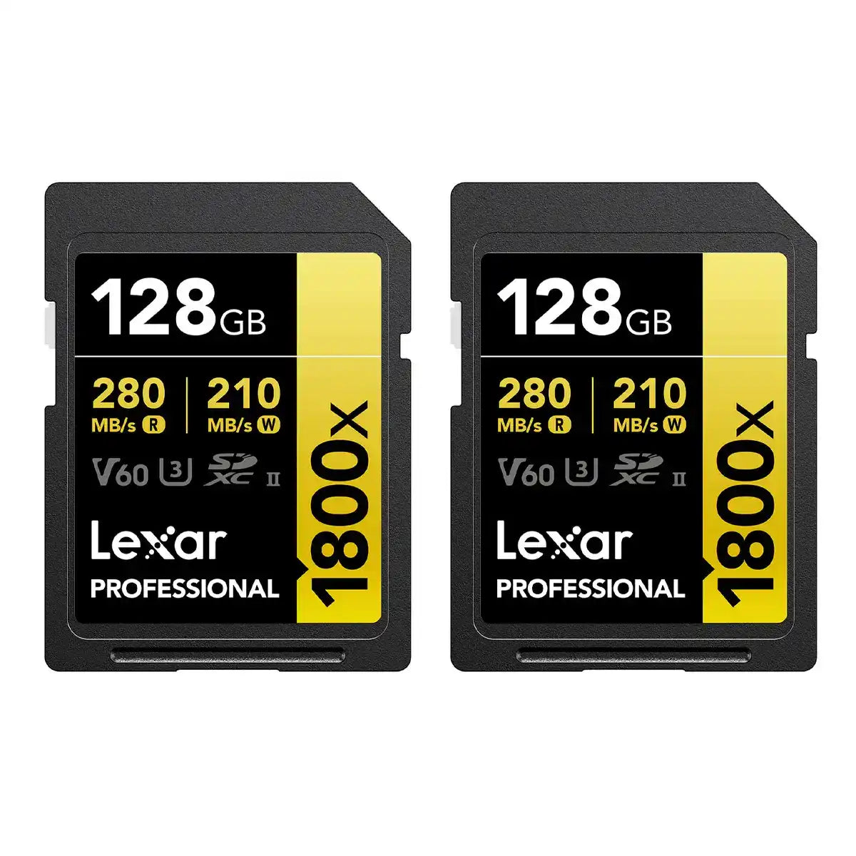 Lexar GOLD Series Professional 1800x 128GB UHS-II SDXC Memory Card, 2-Pack Electronic Accessories Lexar