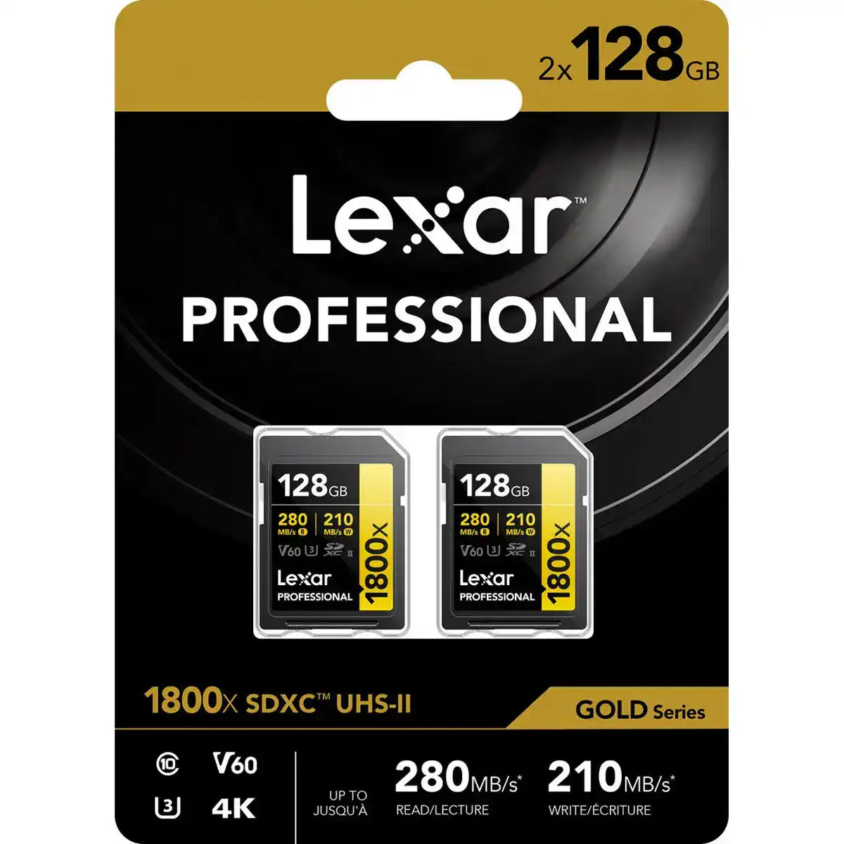 Lexar GOLD Series Professional 1800x 128GB UHS-II SDXC Memory Card, 2-Pack Electronic Accessories Lexar