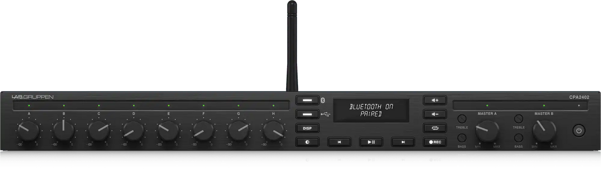Lab Gruppen CPA2402 2 x 240 Watt Commercial Mixer Amplifier with 8 Inputs, Bluetooth Streaming, USB Media Player Audio Amplifiers Lab Gruppen