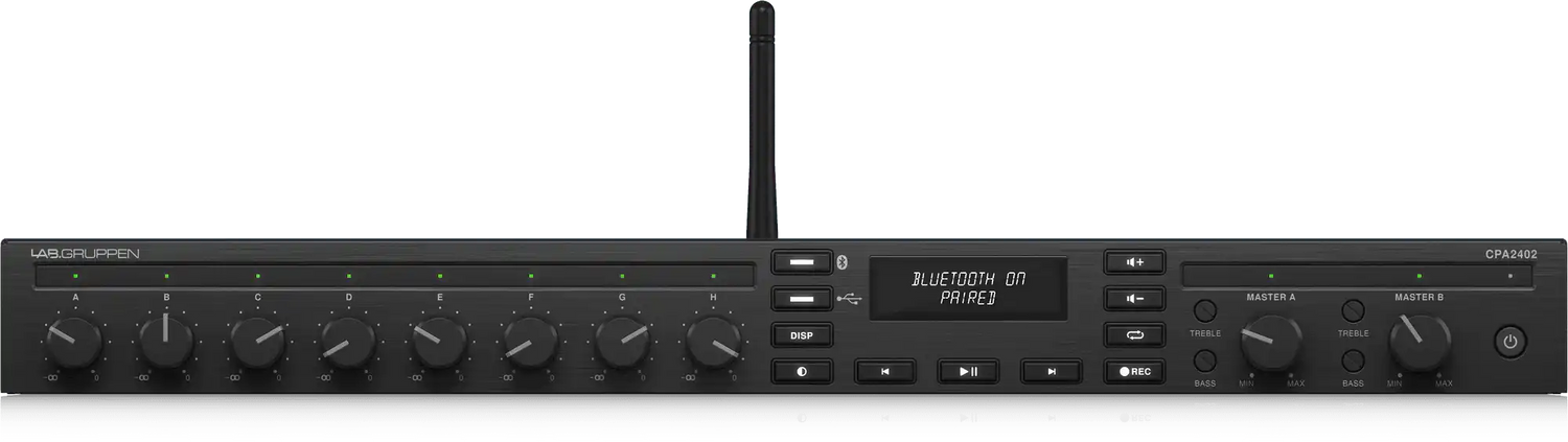 Lab Gruppen CPA2402 2 x 240 Watt Commercial Mixer Amplifier with 8 Inputs, Bluetooth Streaming, USB Media Player Audio Amplifiers Lab Gruppen