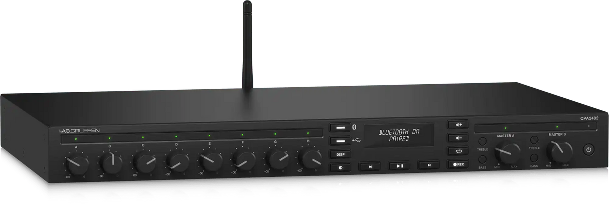 Lab Gruppen CPA2402 2 x 240 Watt Commercial Mixer Amplifier with 8 Inputs, Bluetooth Streaming, USB Media Player Audio Amplifiers Lab Gruppen