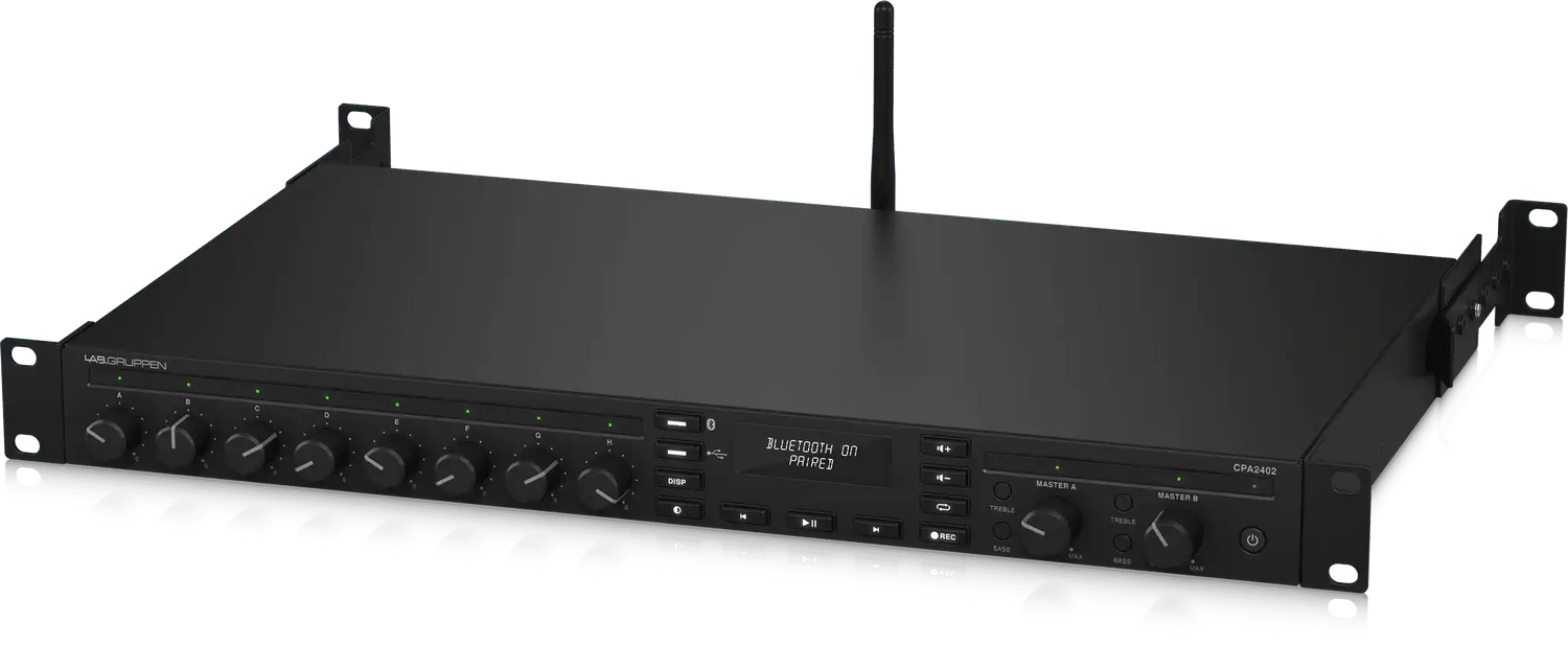 Lab Gruppen CPA2402 2 x 240 Watt Commercial Mixer Amplifier with 8 Inputs, Bluetooth Streaming, USB Media Player Audio Amplifiers Lab Gruppen