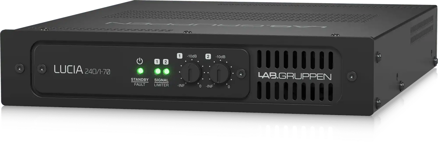 Lab Gruppen LUCIA 240/1-70 Compact Mono Amplifier for High-Impedance 70V Installations (1 x 240W) - LUCIA240/1-70 Audio Amplifiers Lab Gruppen
