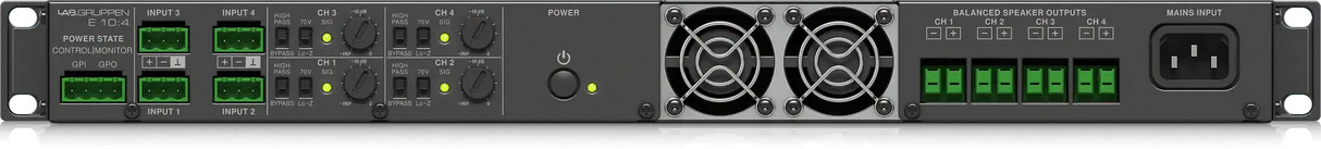 Lab Gruppen E10:4 - 1000 Watt Amplifier with 4 Flexible Output Channels for Installation Applications Audio Amplifiers Lab Gruppen