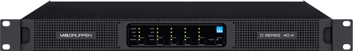 Lab Gruppen D SERIES LAKE D D 40:4L 4000W Amplifier with 4 Flexible Output-Channels, Lake Digital Signal Processing and Digital Audio Networking for Installation Applications Audio Amplifiers Lab Gruppen