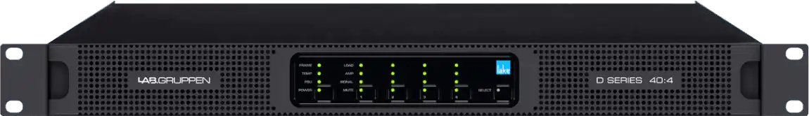 Lab Gruppen D SERIES LAKE D D 40:4L 4000W Amplifier with 4 Flexible Output-Channels, Lake Digital Signal Processing and Digital Audio Networking for Installation Applications Audio Amplifiers Lab Gruppen