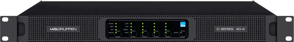 Lab Gruppen D 40:4L 4000W Amplifier with 4 Flexible Output-Channels, Lake Digital Signal Processing and Digital Audio Networking for Installation Applications Audio Amplifiers Lab Gruppen