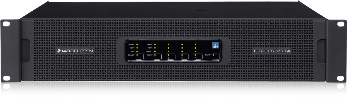 Lab Gruppen D SERIES LAKE D 200:4L 20,000W Amplifier with 4 Flexible Output-Channels, Lake Digital Signal Processing and Digital Audio Networking for Installation Applications Audio Amplifiers Lab Gruppen