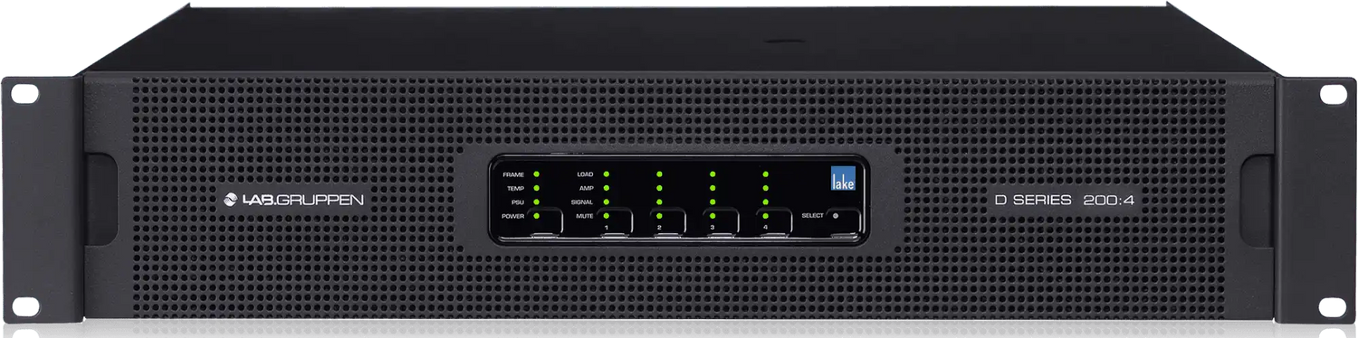 Lab Gruppen D SERIES LAKE D 200:4L 20,000W Amplifier with 4 Flexible Output-Channels, Lake Digital Signal Processing and Digital Audio Networking for Installation Applications Audio Amplifiers Lab Gruppen