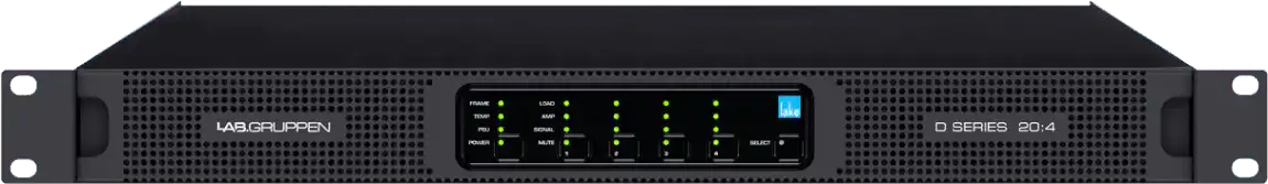 Lab Gruppen D SERIES LAKE D 20:4L 2000W Amplifier with 4 Flexible Output-Channels, Lake Digital Signal Processing and Digital Audio Networking for Installation Applications Audio Amplifiers Lab Gruppen