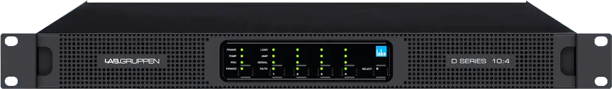 Lab Gruppen D SERIES LAKE D 10:4L 1000W Amplifier with 4 Flexible Output-Channels, Lake Digital Signal Processing and Digital Audio Networking for Installation Applications Audio Amplifiers Lab Gruppen