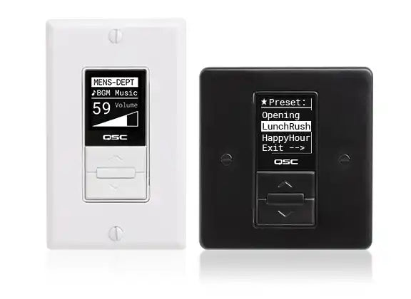 QSC MP-MFC Decora-Style Wall Controller for MP-M Series Mixers, Black Intercoms QSC