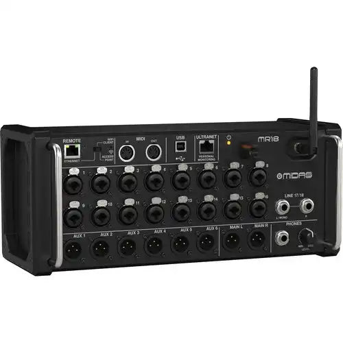 Midas MR18 18-Input Digital Mixer for iPad/Android Tablets with Wi-Fi and USB Audio Interface Audio Mixers Midas