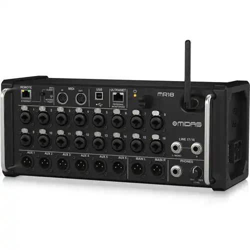 Midas MR18 18-Input Digital Mixer for iPad/Android Tablets with Wi-Fi and USB Audio Interface Audio Mixers Midas