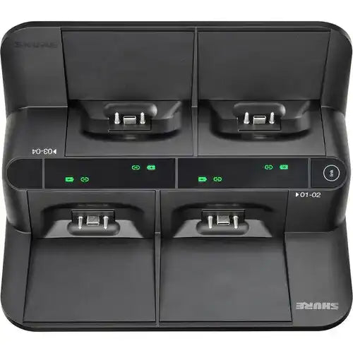 Shure MXWNDX4G Networked 4-Bay Charging Station for MXW neXt Boundary & Gooseneck Transmitters Microphones Shure