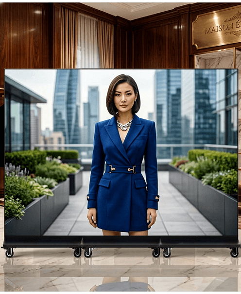NanoBanner scale reference showing 72-inch portrait display