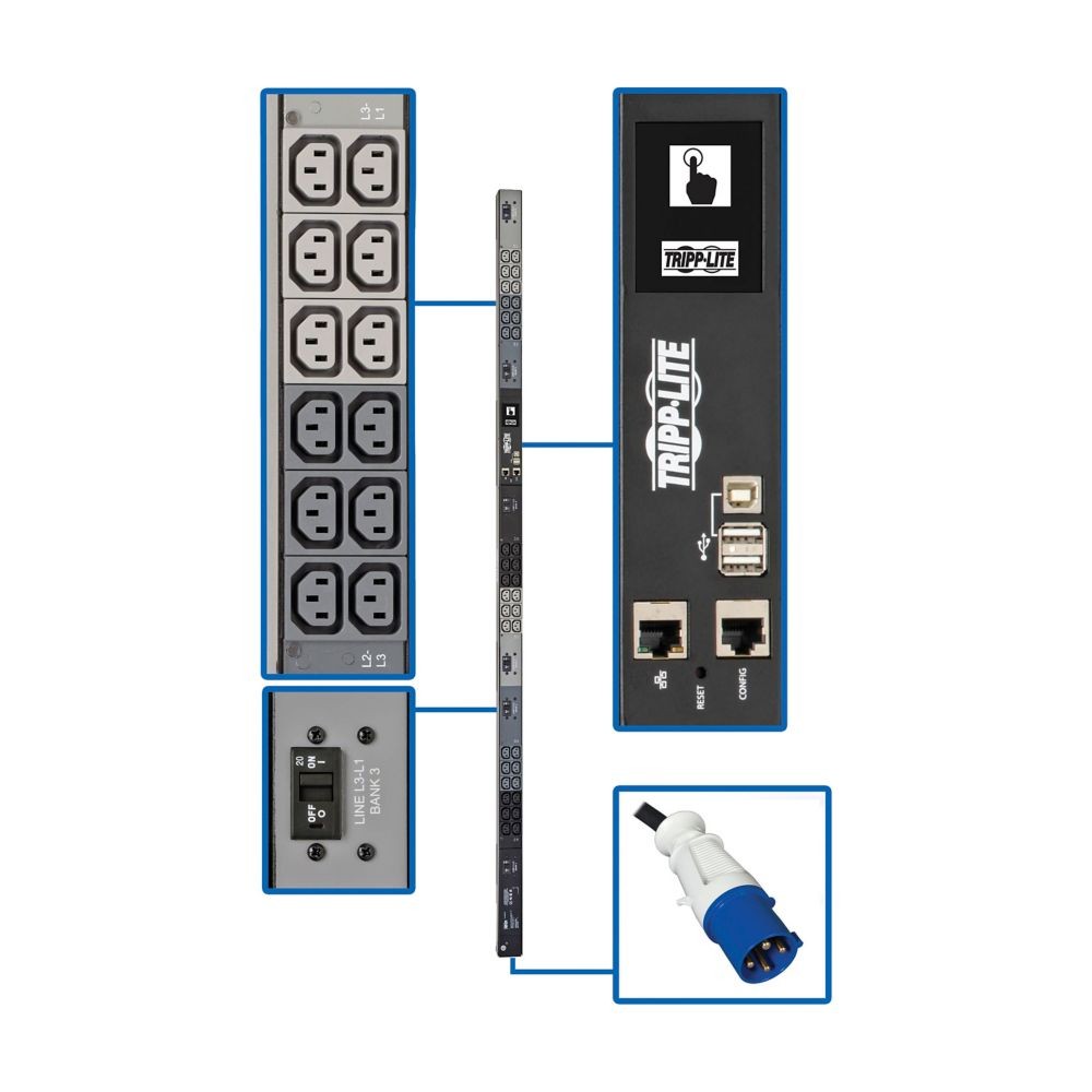 Eaton PDU3EVN6G60C – 18.7kW 3-Phase Monitored PDU Rack PDUs Eaton