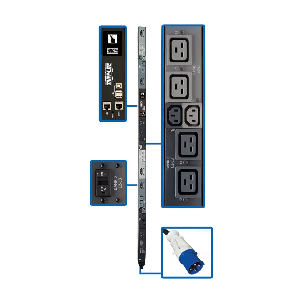Eaton PDU3EVNR6G60A – 16.2kW 3-Phase Monitored PDU Rack PDUs Eaton