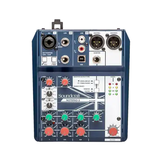 Soundcraft Notepad-5 Small-format Analog Mixing Console with USB I/O - 5085980US Audio Mixers Soundcraft