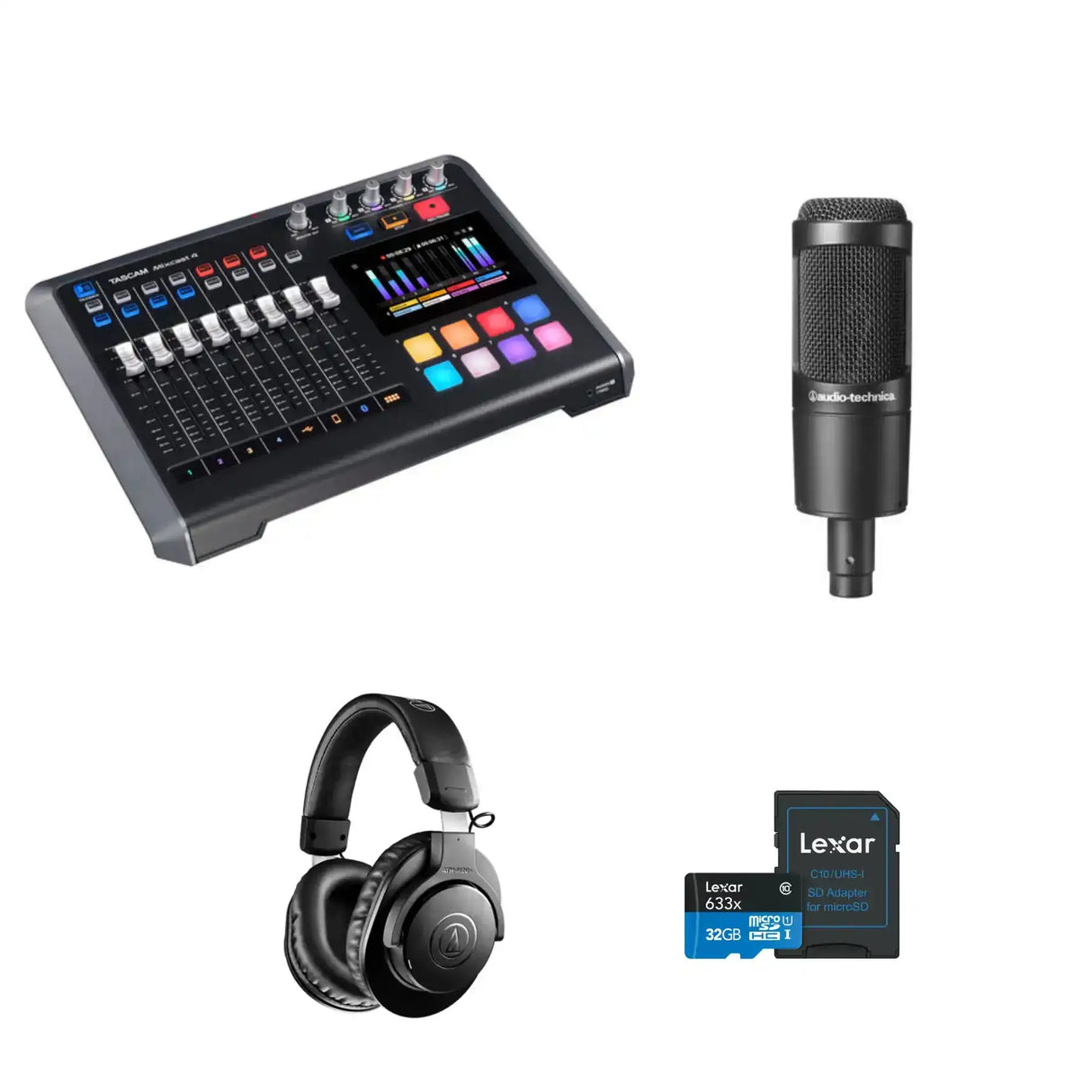 Tascam Mixcast 4 One Person Podcast Kit with Mic, and Headphones Audio Players & Recorders Tascam
