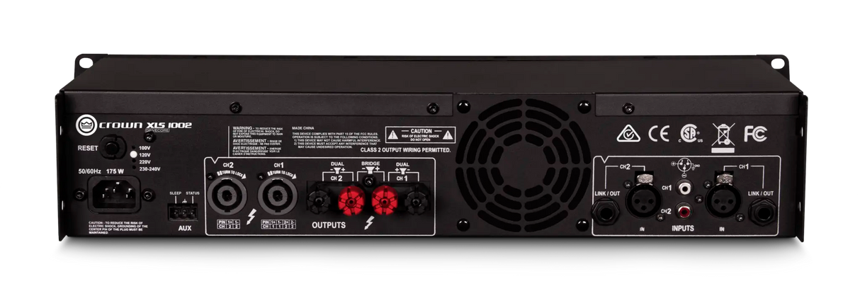 Crown XLS 1002 – 2-Channel 350W DriveCore Power Amplifier - rear