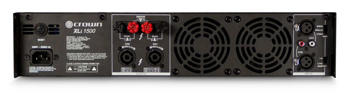 Crown XLi 1500 – 2-Channel 450W Power Amplifier - rear