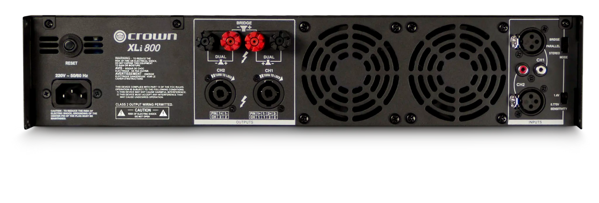 Crown XLi 800 – 2-Channel 300W Power Amplifier - rear