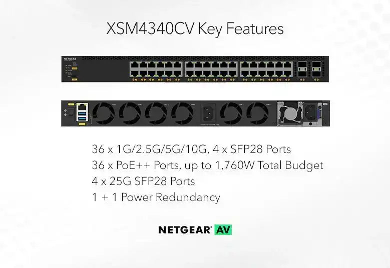 Netgear M4350-36X4V 36x10G/Multi-Gig PoE++ Fully Managed Switch - XSM4340CV-100NES Networking Netgear