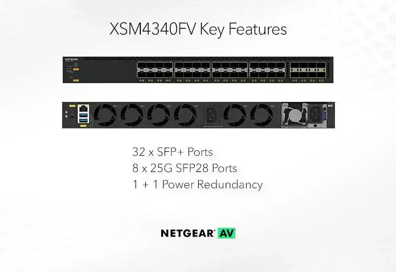 Netgear M4350-32F8V 32xSFP+ and 8xSFP28 25G Fully Managed Switch - XSM4340FV-100NES Networking Netgear