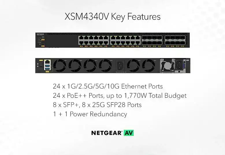 Netgear M4350-24X8F8V 24x10G/Multi-Gig PoE++ Fully Managed Switch - XSM4340V-100NES Networking Netgear