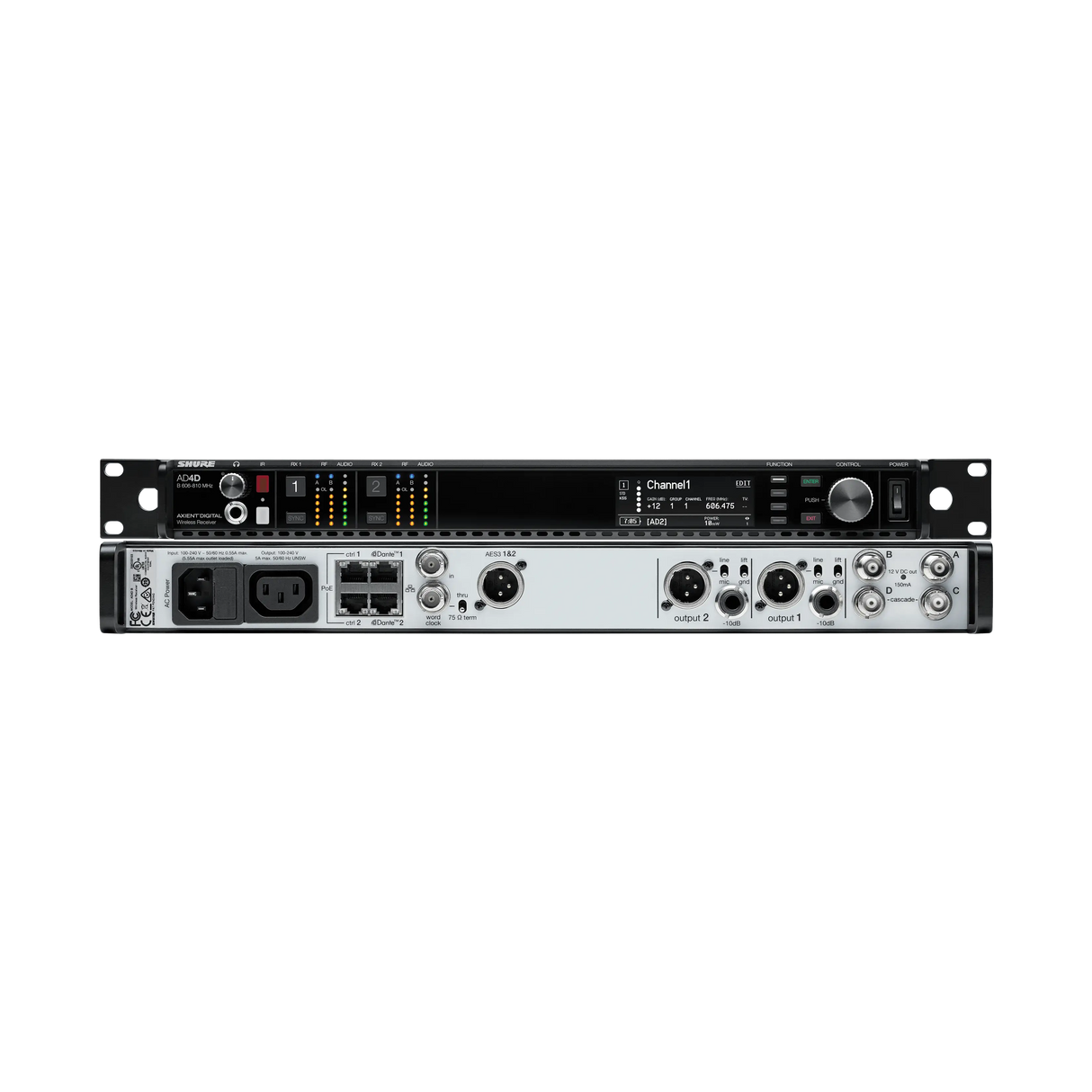 Shure AD4DNP Two-Channel Digital Wireless Receiver Microphones Shure