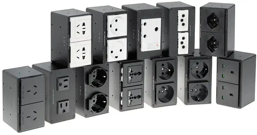 Extron Cable Cubby 1402 Black - 4 US AC, 12 A Breaker, 4 Outlets Under Collaboration Furniture Extron