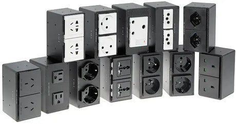 Extron Cable Cubby 1402 Black - 4 US AC, 12 A Breaker, 4 Outlets Under Collaboration Furniture Extron
