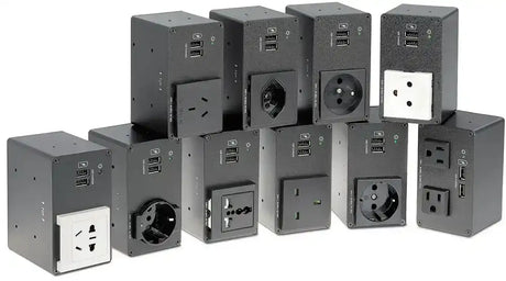 Extron Cable Cubby 1402 Black - 4 US AC, 12 A Breaker, 4 Outlets Under Collaboration Furniture Extron