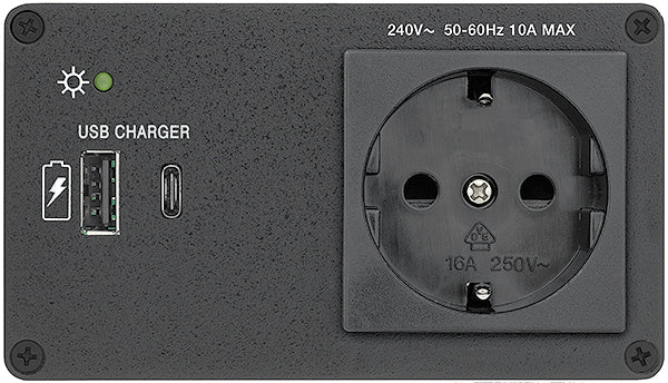 Extron AC+USB 314 US, Cord 2US AC, 1USBC, 1 USBA, 12A Brker, Integ PS, 2 Outl Audio & Video Cables Extron