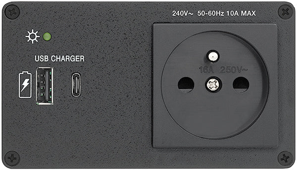 Extron AC+USB 314 US, Cord 2US AC, 1USBC, 1 USBA, 12A Brker, Integ PS, 2 Outl Audio & Video Cables Extron