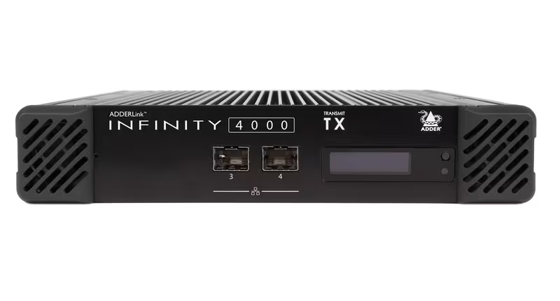 ADDER ADDERLink INFINITY 4001 A high performance dual-head IP KVM matrix solution with support for 5K video and multigigabit Ethernet connectivity. KVM Switches Adder Technology