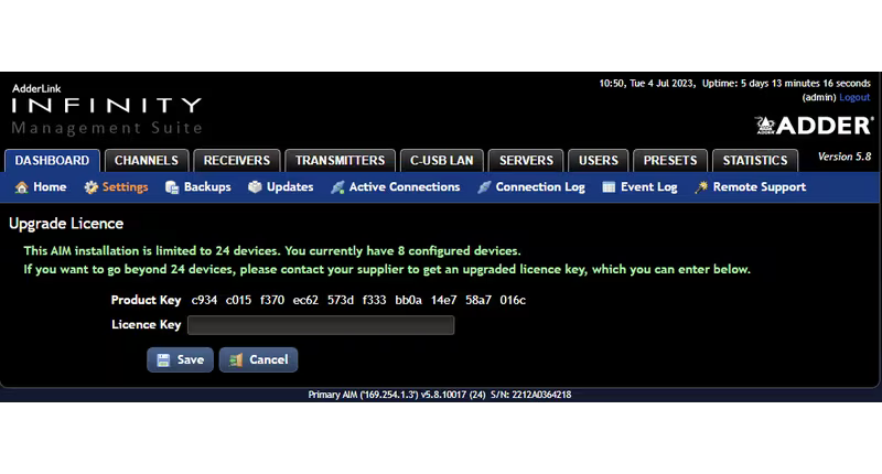 Adder AdderLink Infinity AIM Software Licenses for Primary and Failover units 48 endpoints Software Adder Technology