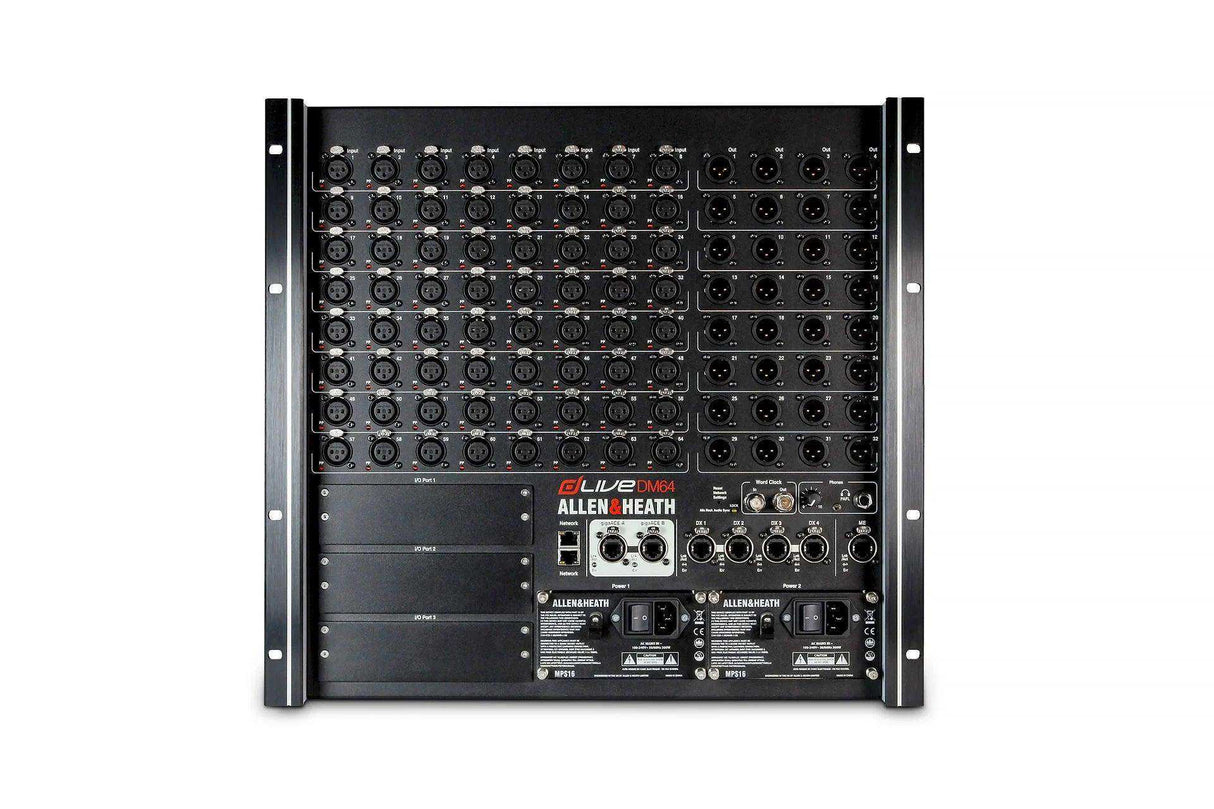 Allen & Heath AH-DLIVE-DM64 dLive S Class MixRack 64x32 I/O, 128 x 64 FPGA, 3 option I/O, ME-1 port, Dual DX Expander Link, Hot Swap PSU Audio Mixers Allen & Heath