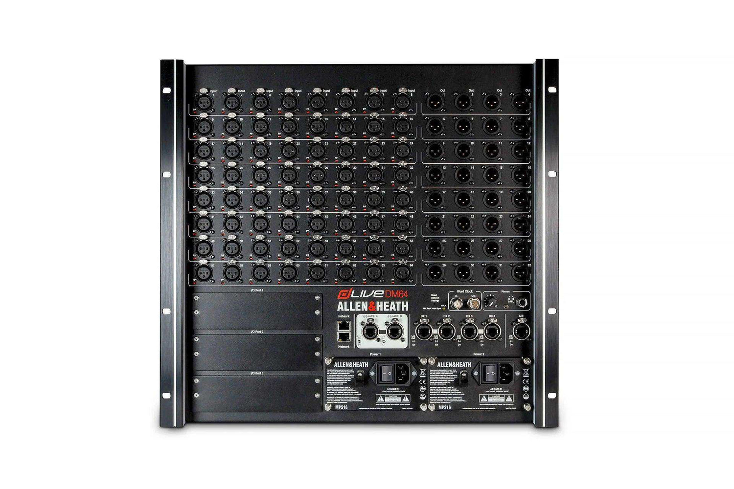 Allen & Heath AH-DLIVE-DM64 dLive S Class MixRack 64x32 I/O, 128 x 64 FPGA, 3 option I/O, ME-1 port, Dual DX Expander Link, Hot Swap PSU Audio Mixers Allen & Heath