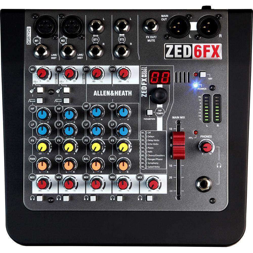 Allen & Heath ZED-6FX Compact Analog Mixer (with On-Board Effects Engine) Audio Mixers Allen & Heath