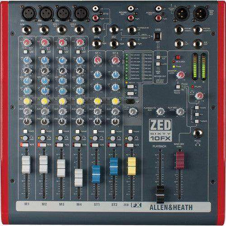 Allen & Heath ZED60-10FX - 6 Channel Mixer with Digital Effects and USB Connectivity Audio Mixers Allen & Heath
