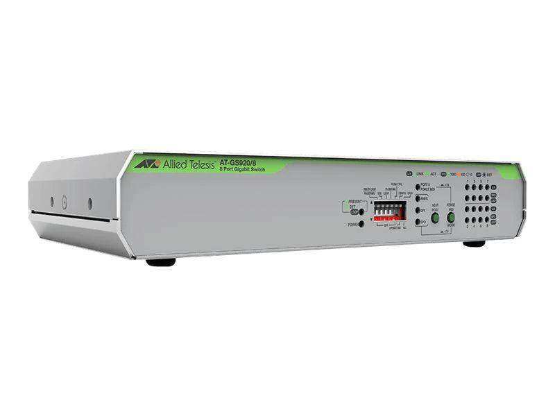 Allied Telesis AT-GS920/8-10 8 X 10/100/1000T UNMANAGED SWITCH W/ INTERNAL PSU US PWR CORD Networking Allied Telesis