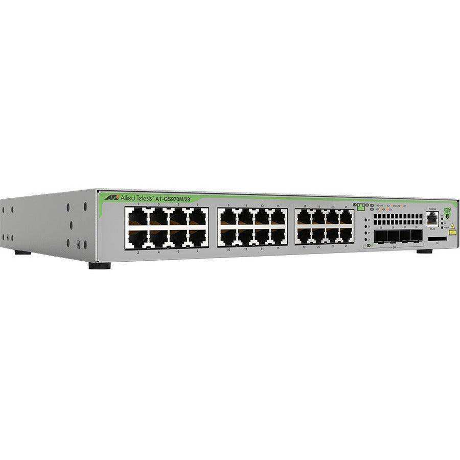 Allied Telesis AT-GS970M/28-10 L2+ MANAGED 24X10/100/1000MBPS 4XSFP UPLINK SLOT 1FIXED AC US PS Networking Allied Telesis