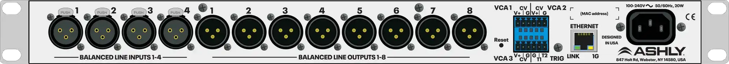 ASHLY AQM408 4 Input by 8 Output Digital Zone Mixer Audio Mixers Ashly