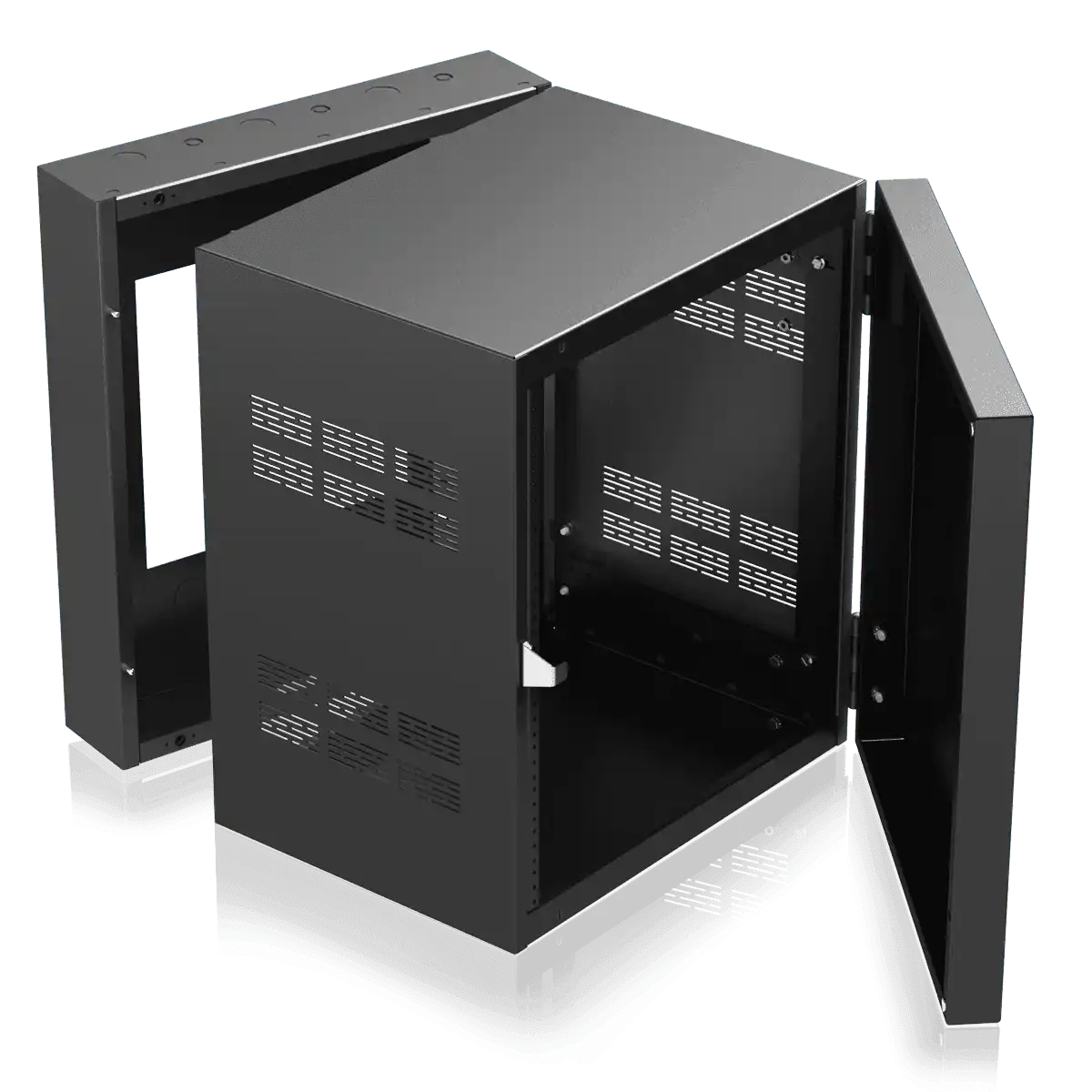 Atlas Sound 312-15 19 inch Wide Opening Stand-Alone Wall Cabinet with Adjustable Rails, 15 inch D Center Section - 12 RU Racks AtlasIED