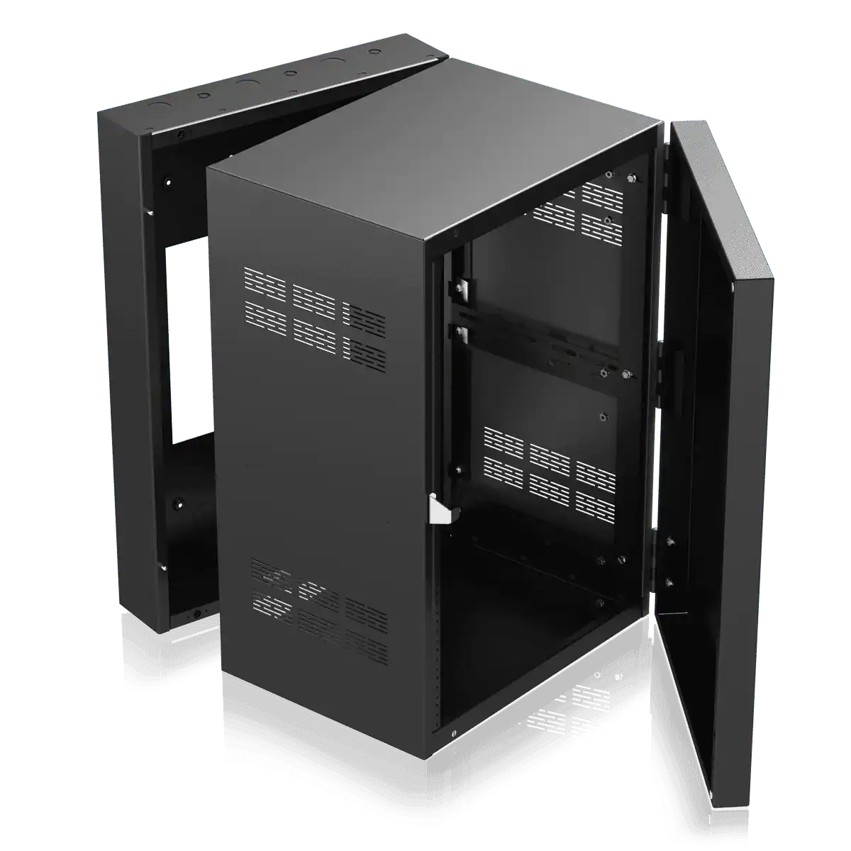 Atlas Sound 316-15 19 inch Wide Opening Stand-Alone Wall Cabinet with Adjustable Rails, 15 inch D Center Section - 16 RU Racks AtlasIED