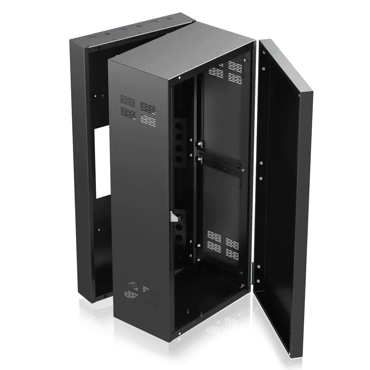 Atlas Sound 324-12 19 inch Wide Opening Stand-Alone Wall Cabinet with Adjustable Rails 24RU Racks AtlasIED