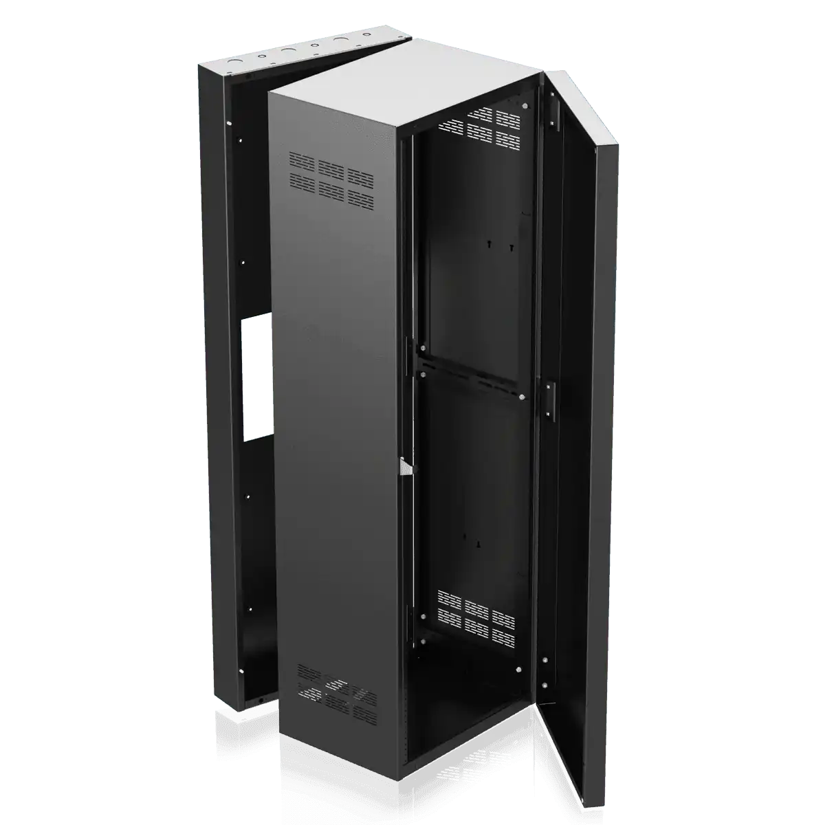 Atlas Sound 335-15 19 inch Wide Opening Stand-Alone Wall Cabinet with Adjustable Rails, 15 inch D Center Section - 35 RU Racks AtlasIED