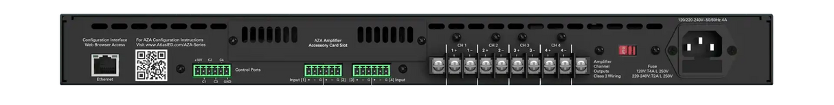 Atlas Sound AZA404 400-Watt Networkable 4-Channel Power Amplifier Audio Amplifiers AtlasIED
